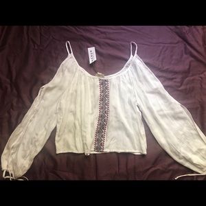 Pacsun/LA Hearts Embroidered Cold Shoulder Top